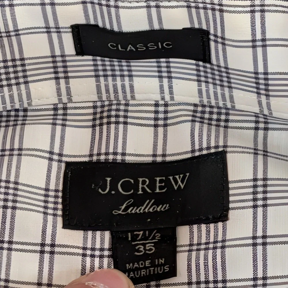 J.‎ Crew Ludlow Classic Fit Dress Shirt Mens 17.5 35 Plaid Button Down